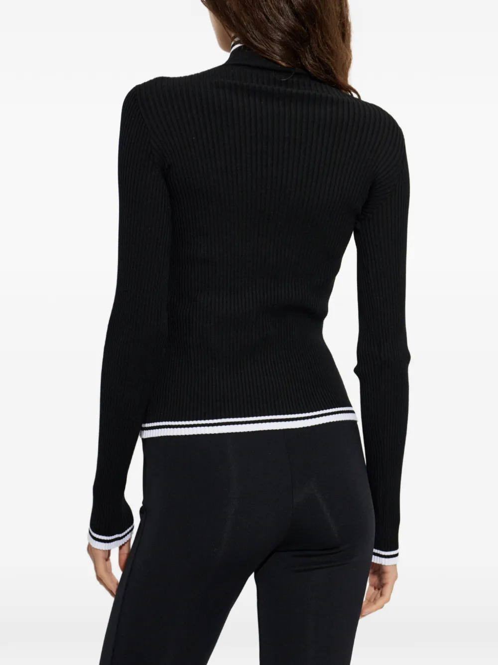 Off-White Geribbelde top met col Zwart