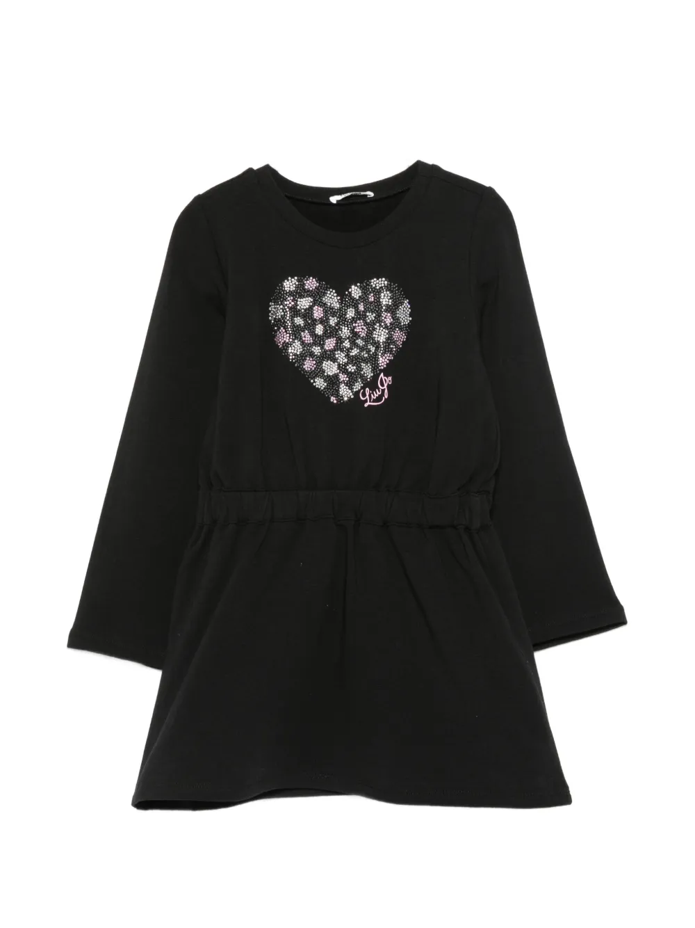 Liu Jo Kids rhinestone-heart elasticated-waist dress - Nero