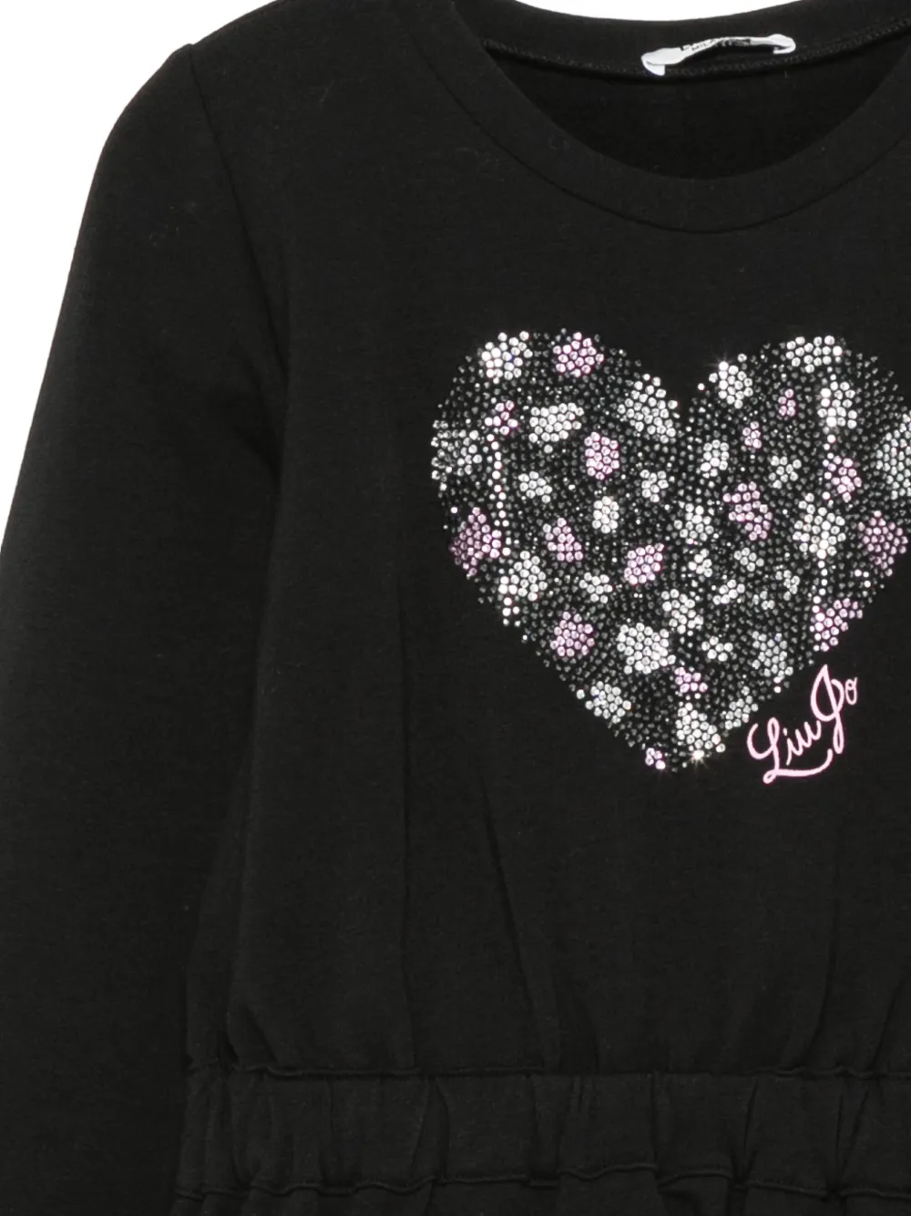 Liu Jo Kids Jurk met elastische taille en stras Zwart