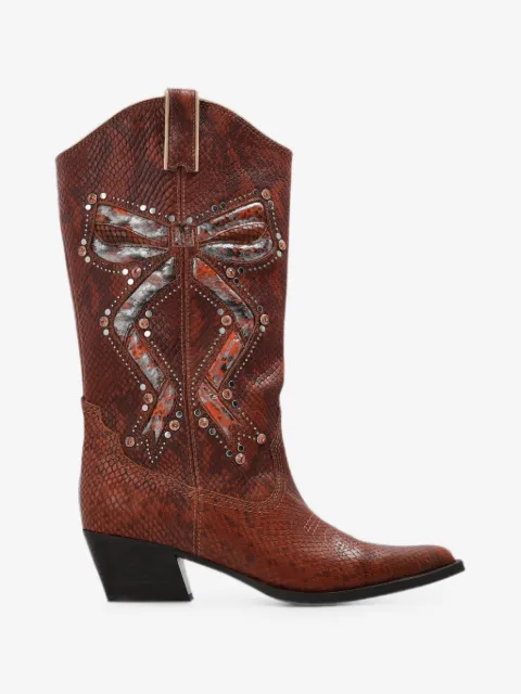 Kurt Geiger London Rodeo Bow snakeskin-effect cowboy boots