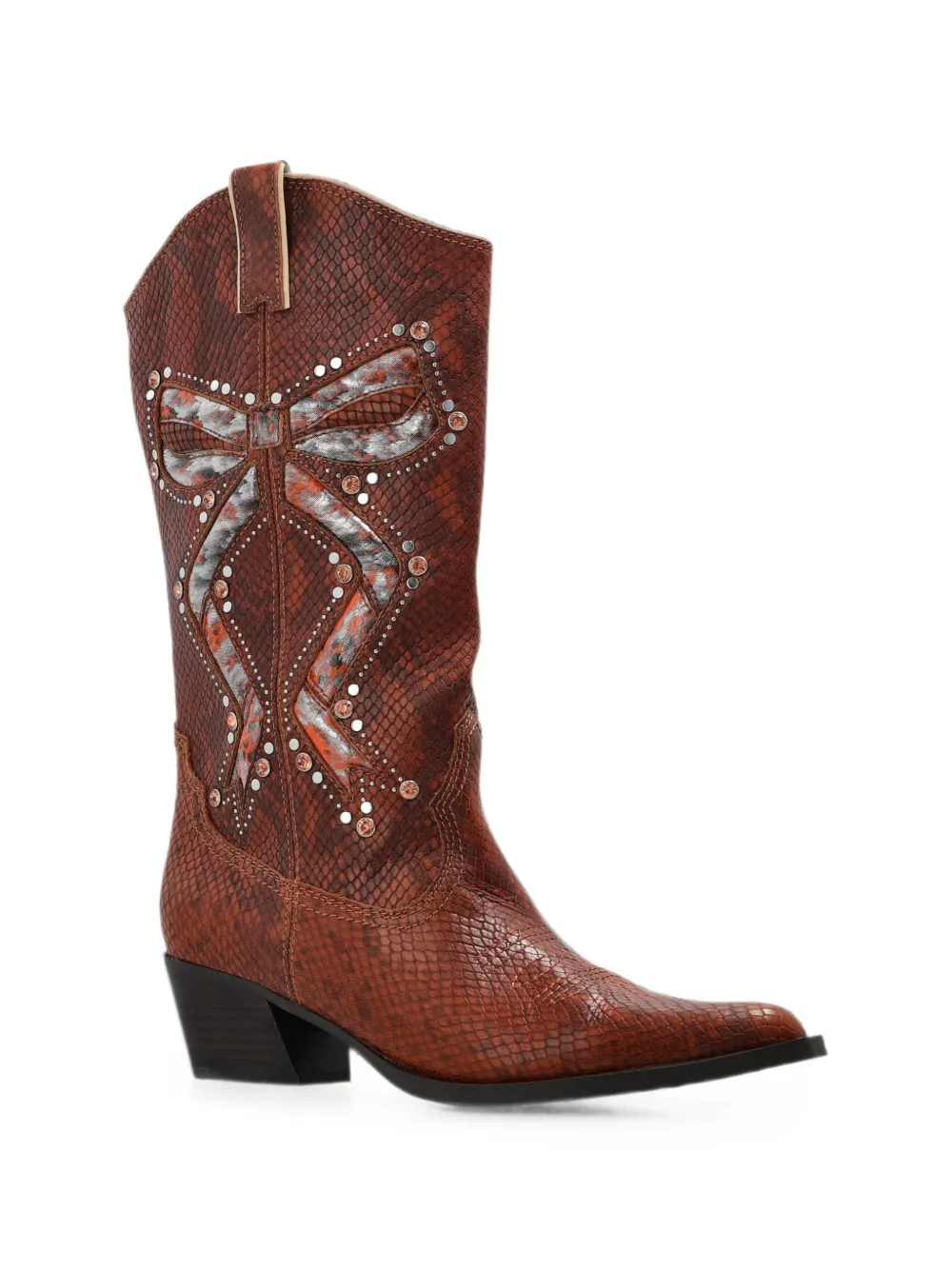 Kurt Geiger London Rodeo Bow snakeskin-effect cowboy boots Bruin