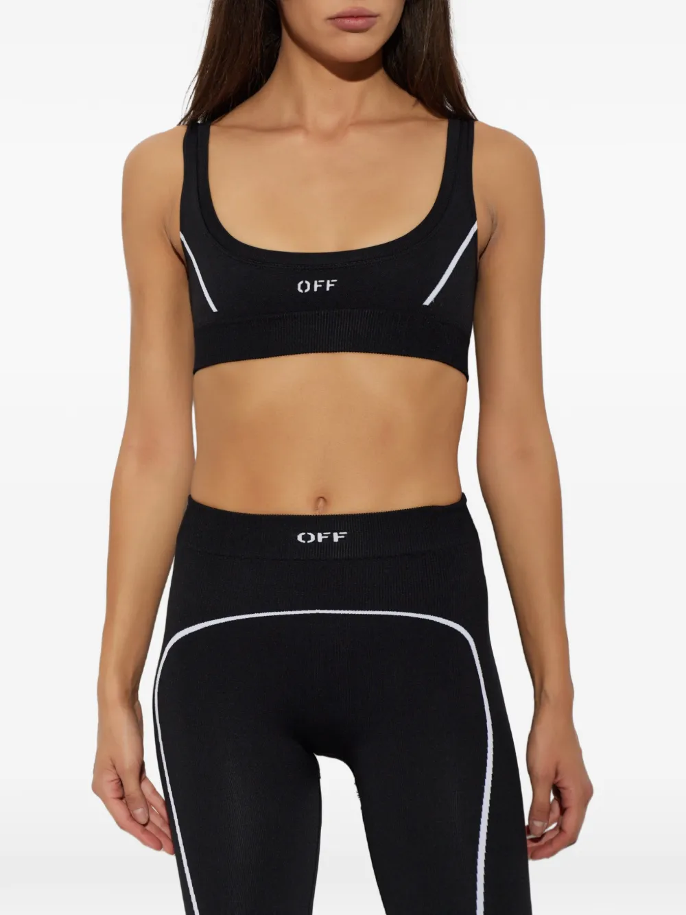 Off-White Sport-bh met geborduurd logo Zwart