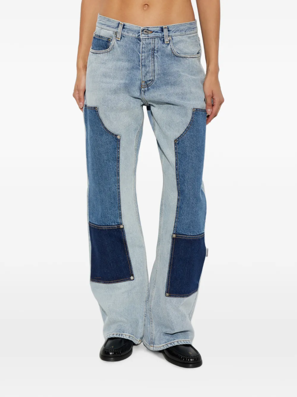 Off-White Jeans met patchwork Blauw