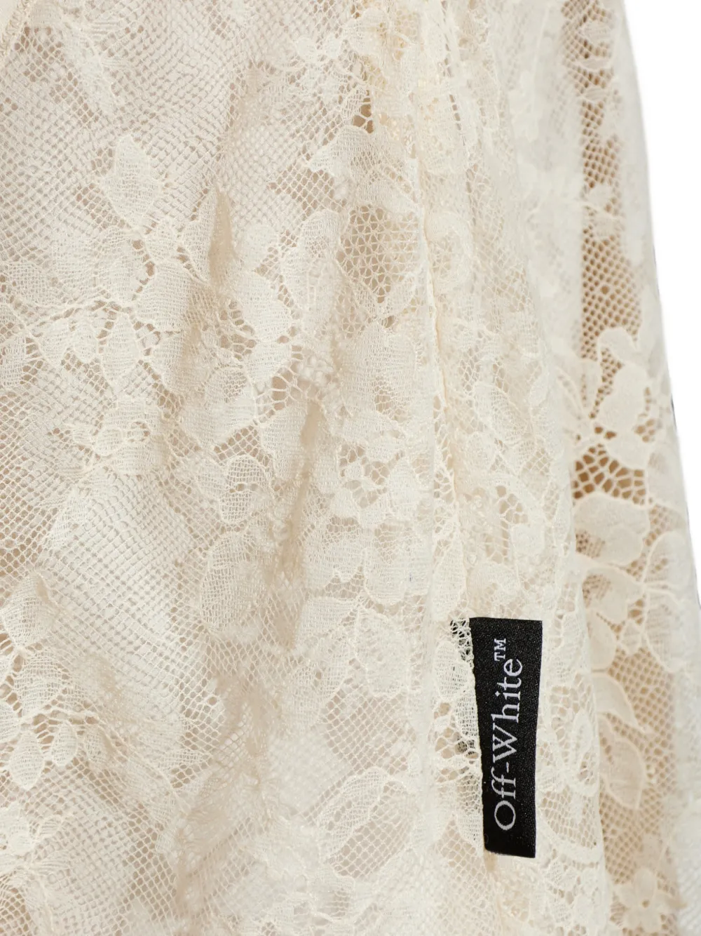 Off-White Satijnen jurk met kanten vlakken Beige