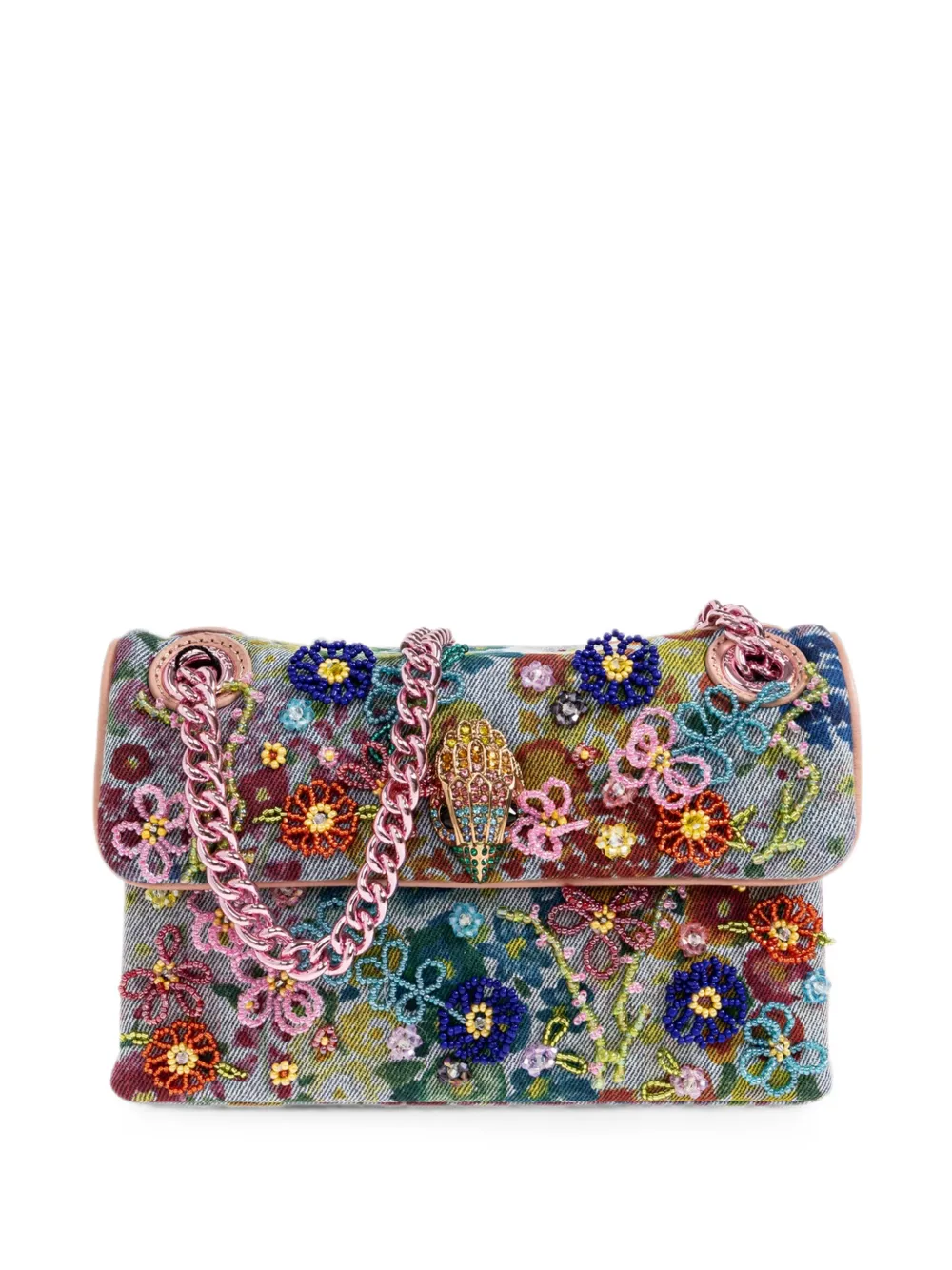 Kurt Geiger Mini Kensington Bead-embellished Floral-print Shoulder Bag In Multi
