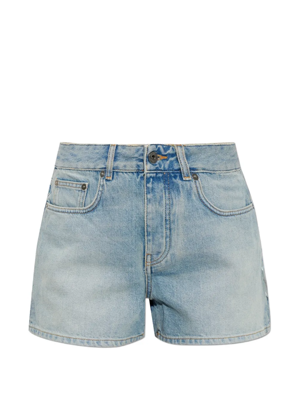 Off-White logo-embroidered denim shorts - Blu