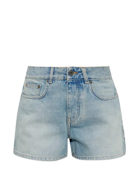 Off-White logo-embroidered denim shorts