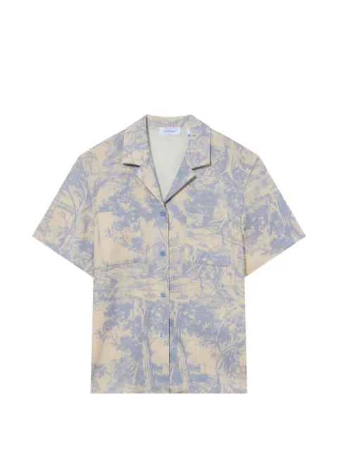 Off-White City Nature linen short sleeve pajama shirt