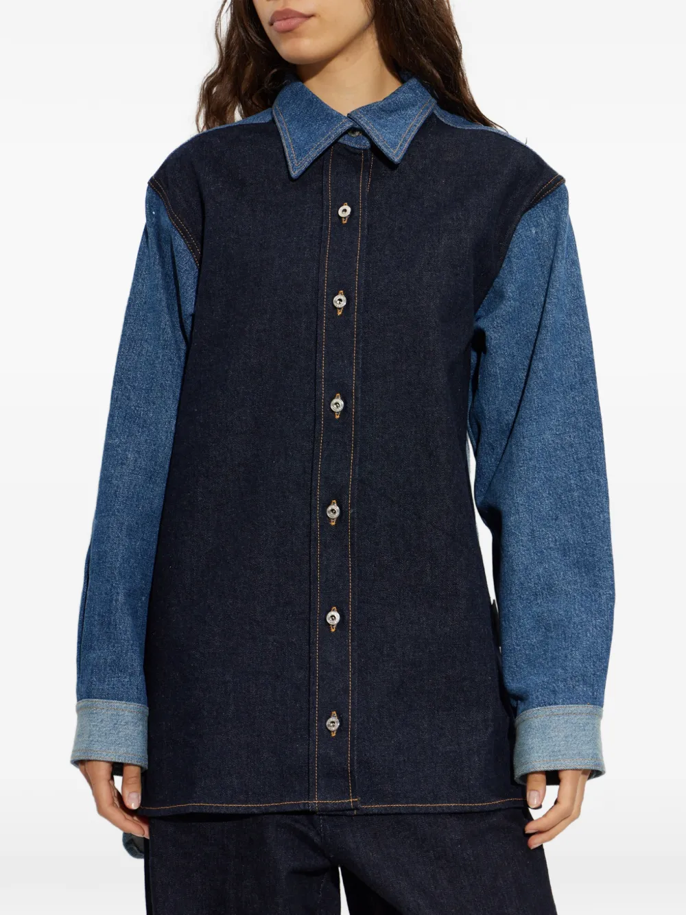 Off-White Denim blouse met pijl-print Blauw