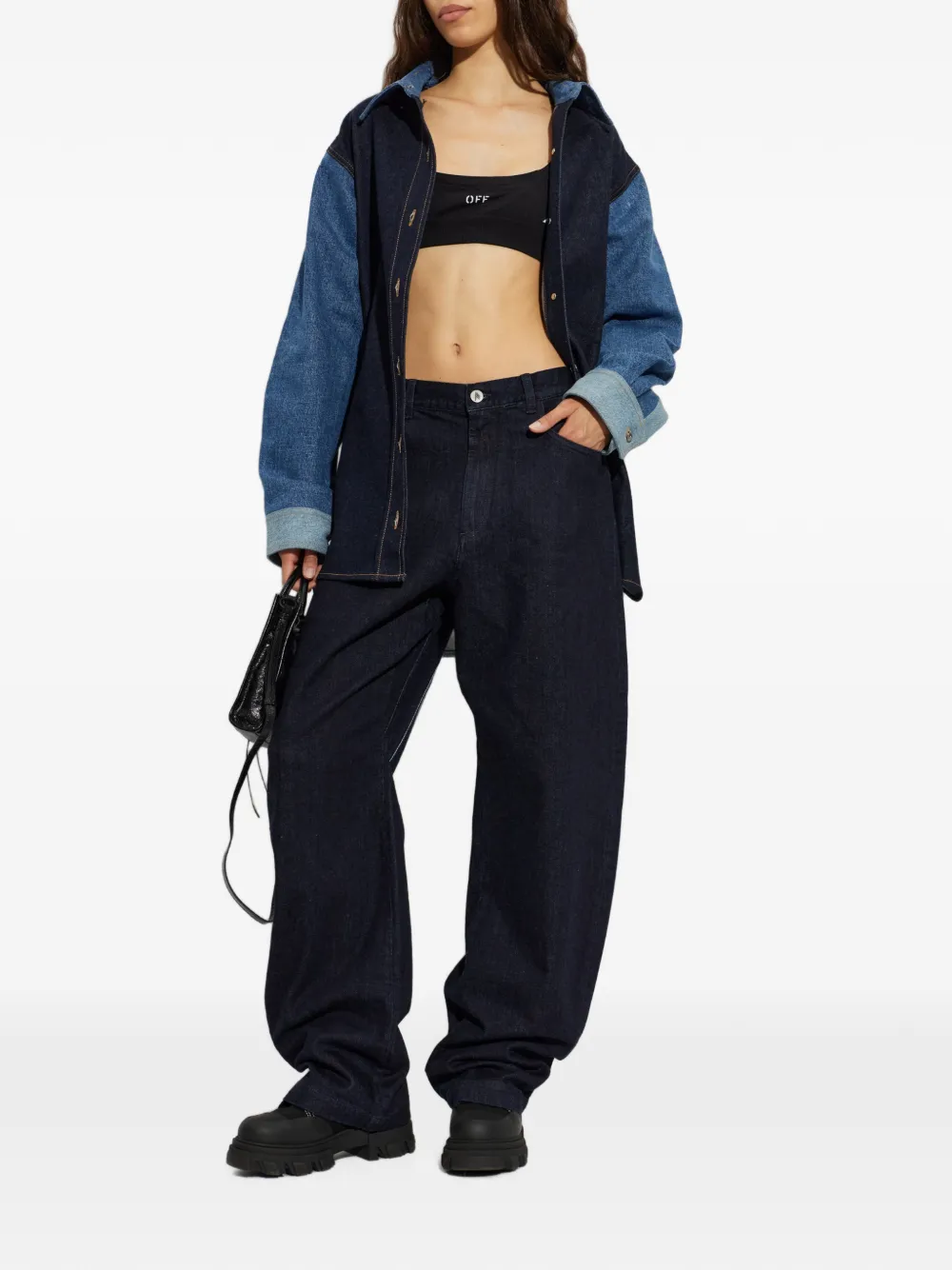 Off-White Denim blouse met pijl-print Blauw