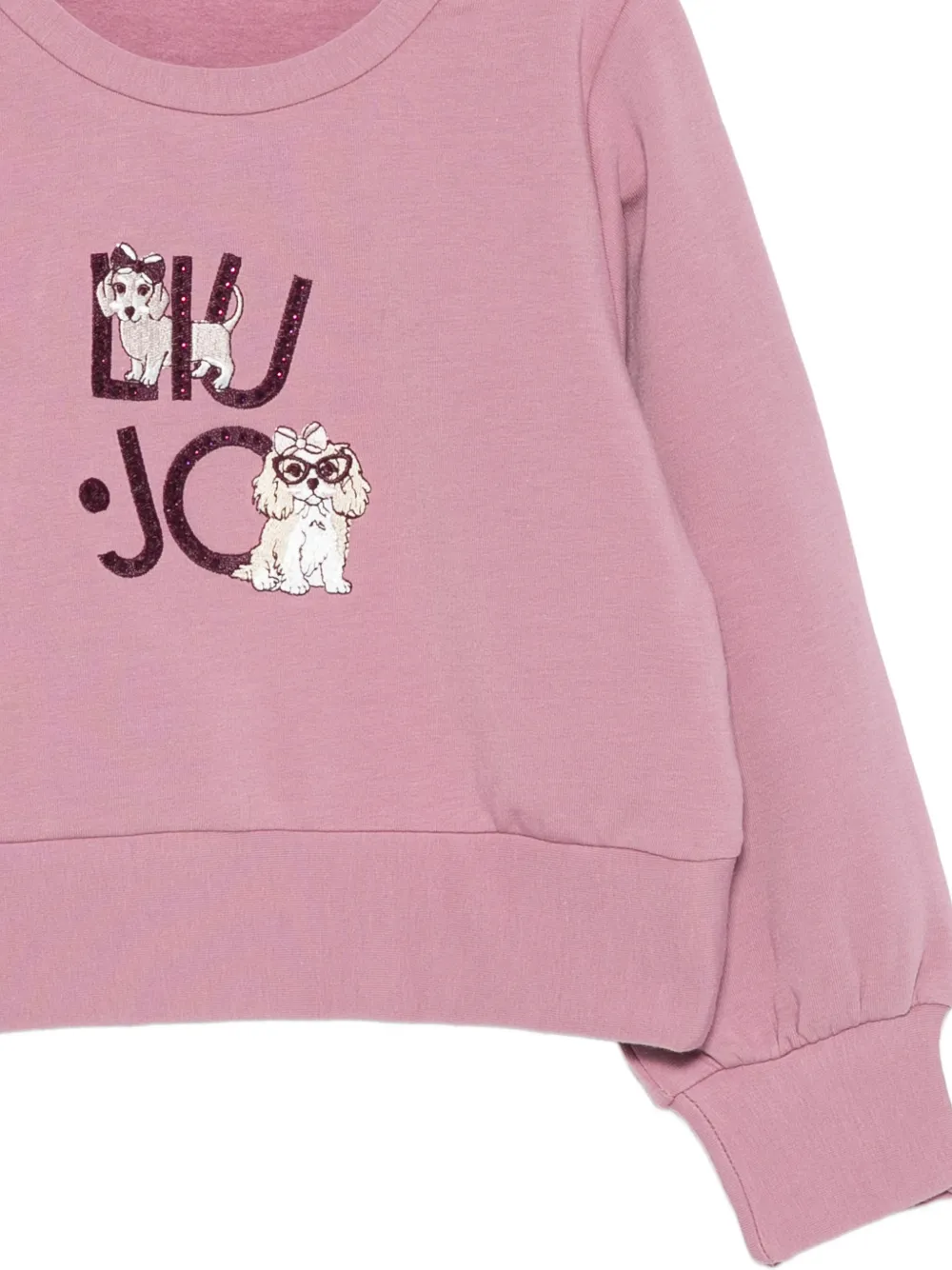Liu Jo Kids Sweater met geborduurde hond Roze