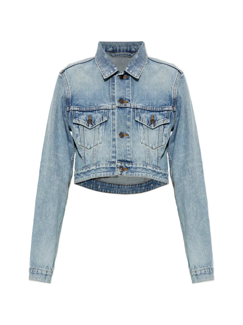 Balenciaga cropped distressed denim jacket - Blu