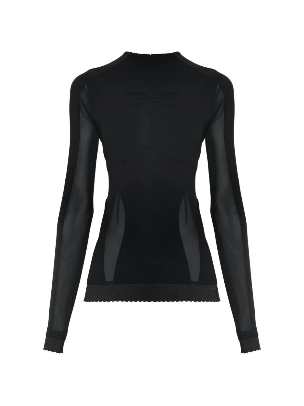 The Attico sheer-panelled long-sleeve top - Nero