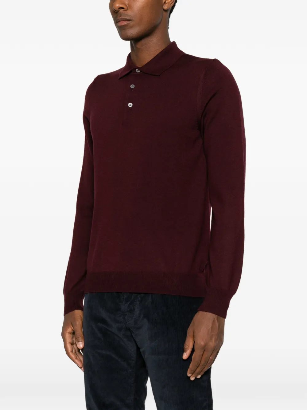 Tagliatore Poloshirt met lange mouwen Rood