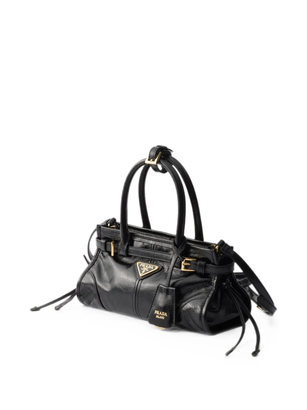 Prada Bonnie leren mini-schoudertas met gespen Zwart