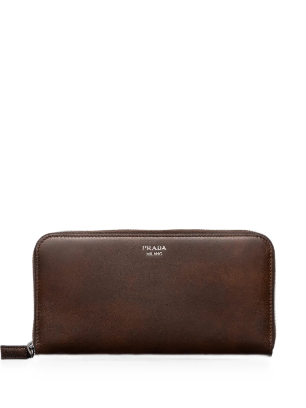 Prada antiqued leather wallet - Braun