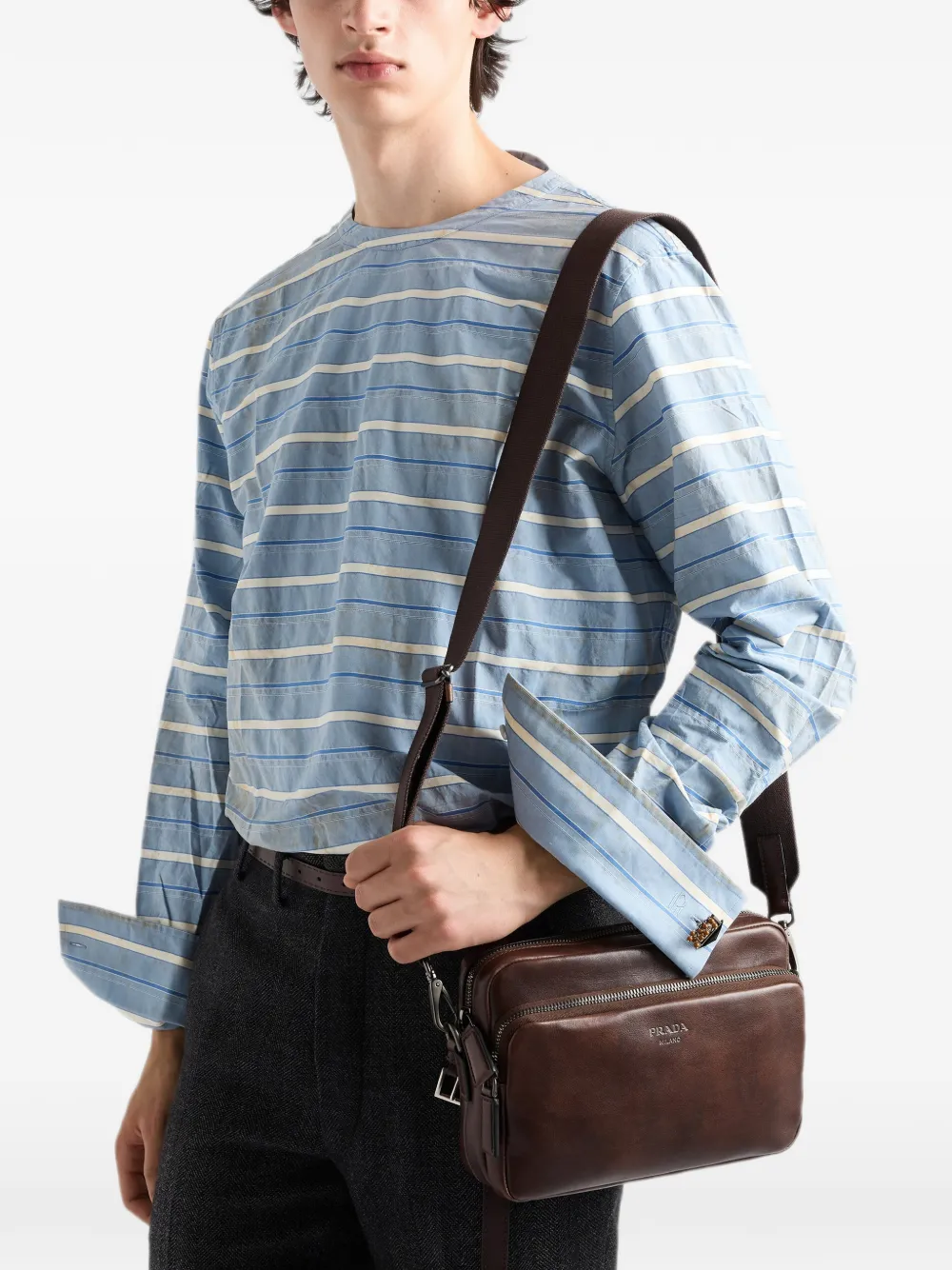 Prada Leren schoudertas Bruin