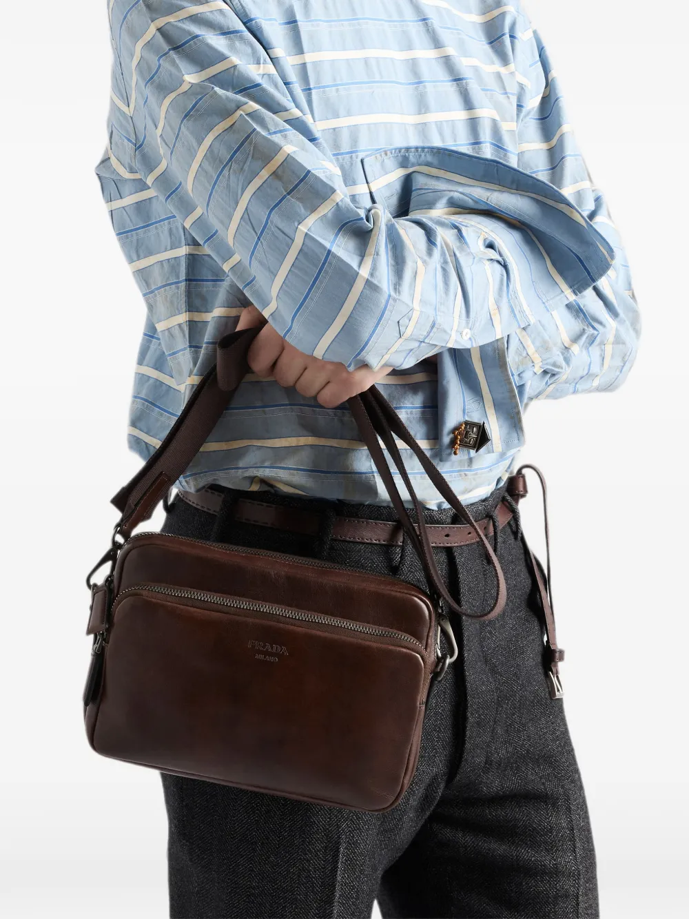 Prada Leren schoudertas Bruin