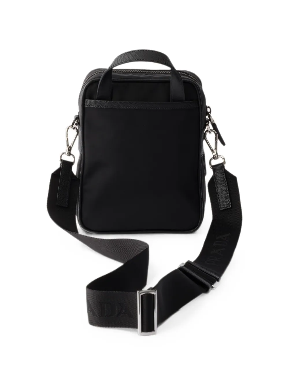 Prada Re-Nylon en Saffiano leren schoudertas Zwart