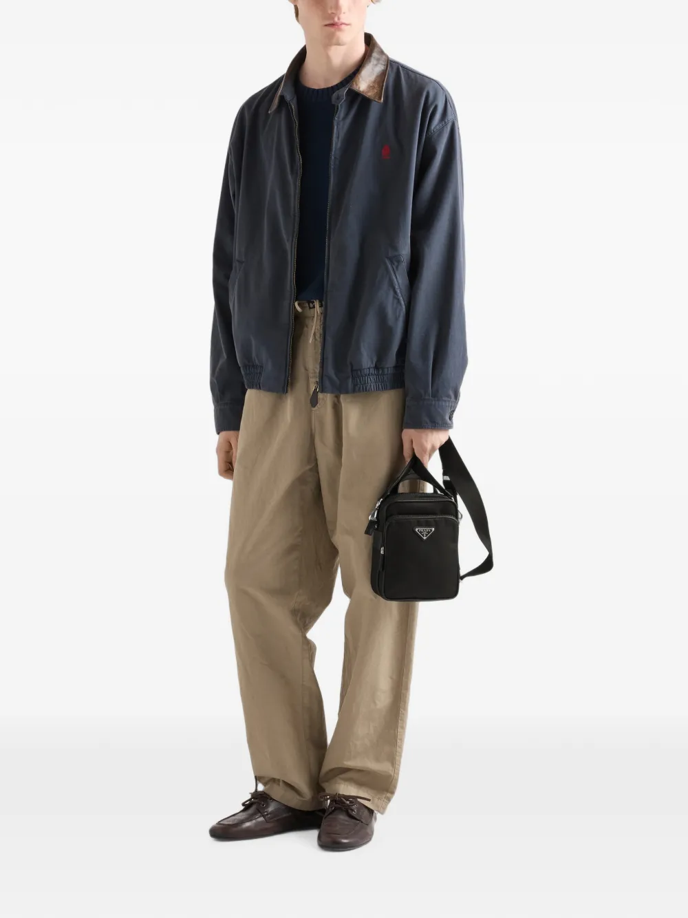 Prada Re-Nylon en Saffiano leren schoudertas Zwart