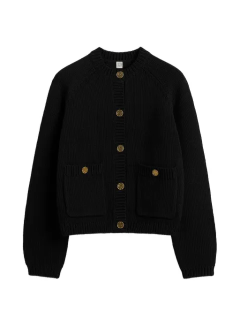 TOTEME hammered-button cotton cardigan black