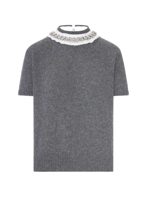 Prada crystal-embellished cashmere T-shirt