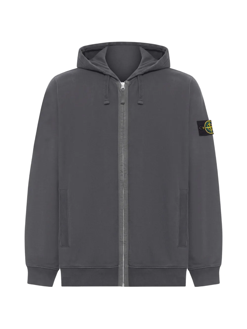Stone Island logo-patch zip-up hoodie - Grigio