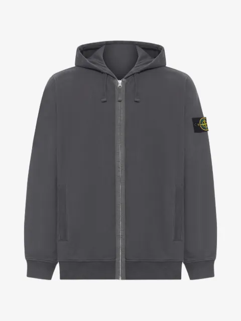 Stone Island logo-patch zip-up hoodie