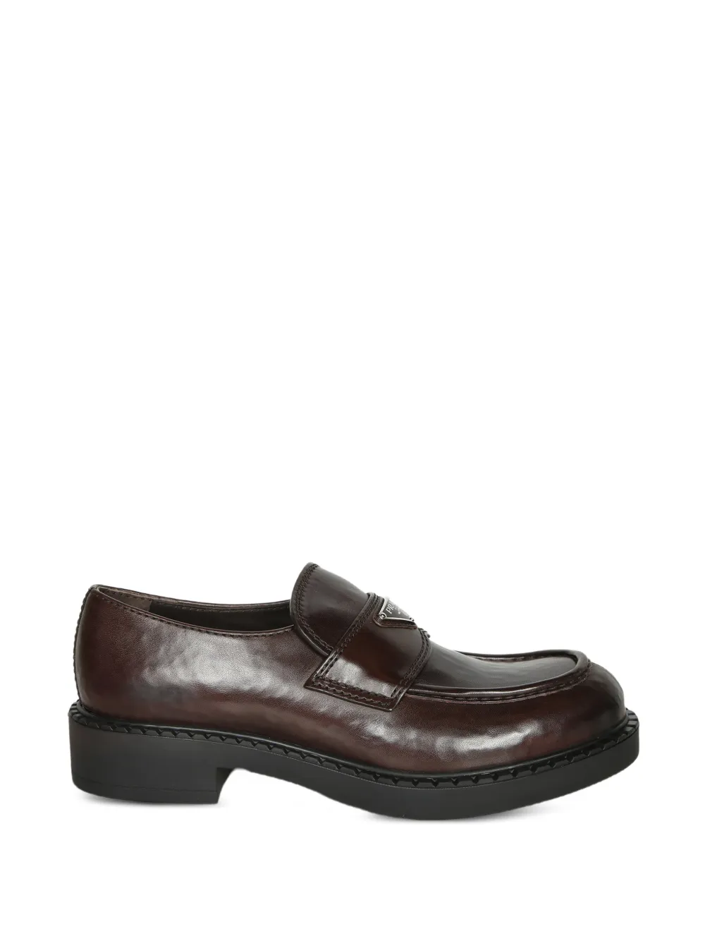 Prada logo-plaque chunky loafers - Braun