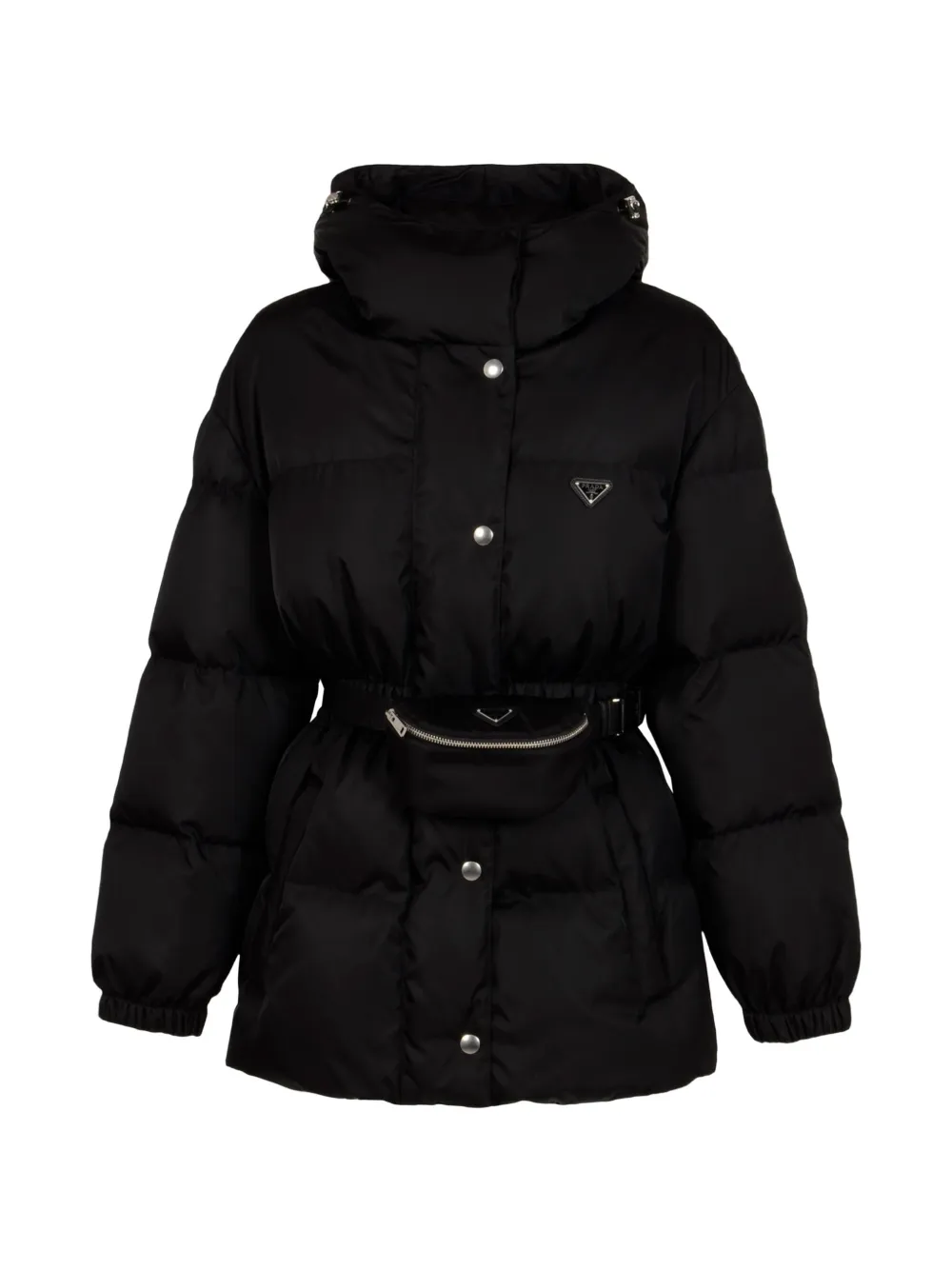 Prada Piumino lungo con cintura - Nero