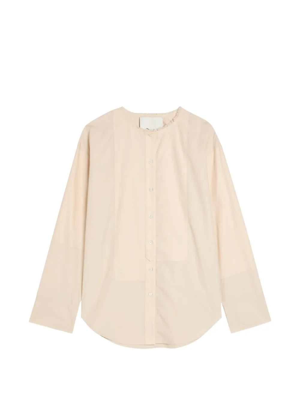 3.1 Phillip Lim collarless panelled frayed-edge shirt - Nude