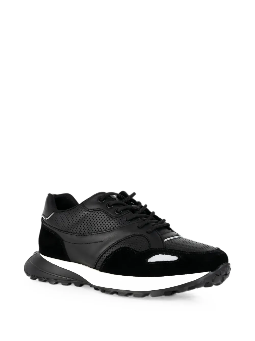 SERGIO MORETTI FIRENZE panelled lace-up sneakers Zwart