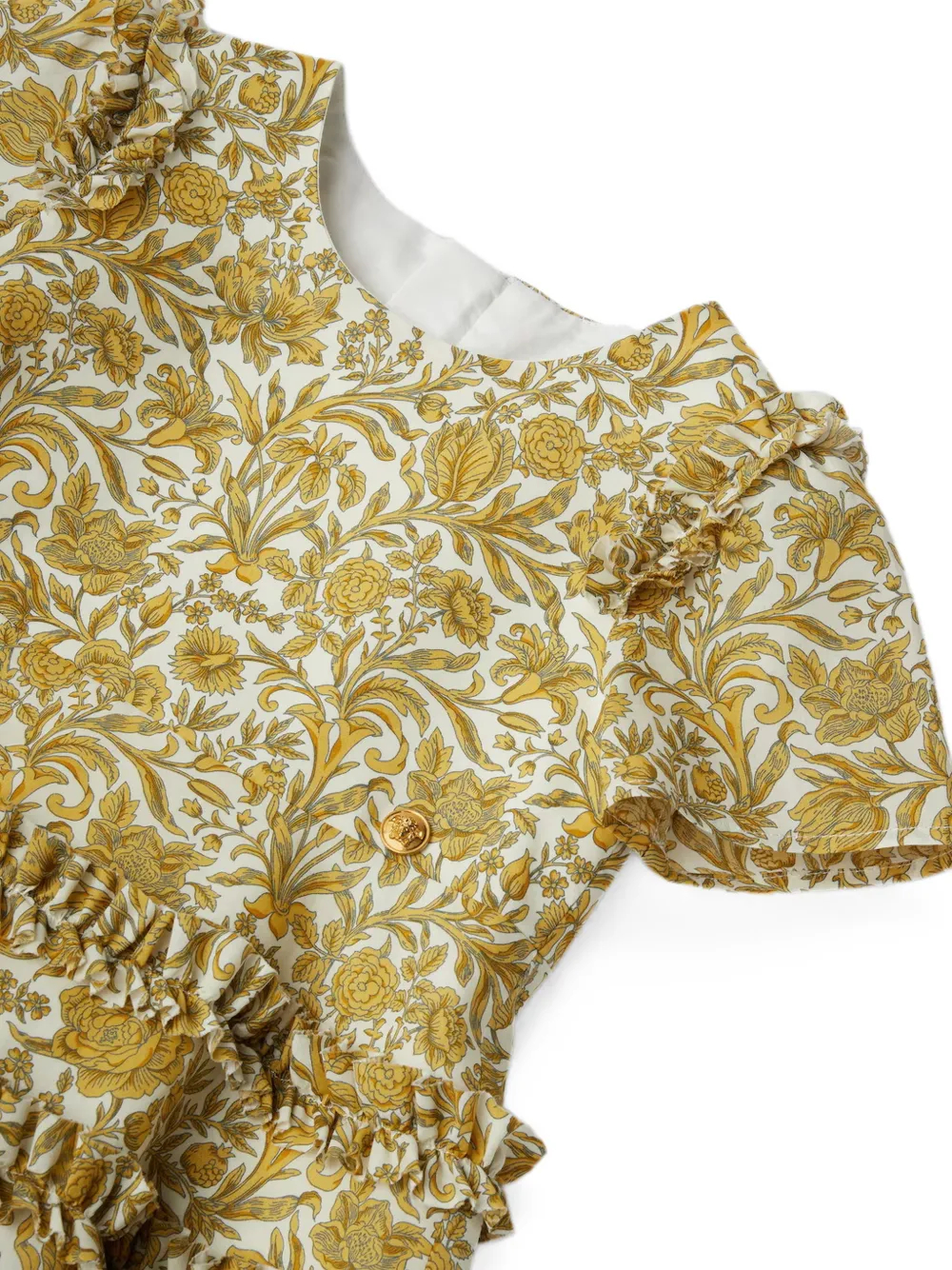 Versace Kids Liberty katoenen-popeline jurk met ruches Wit