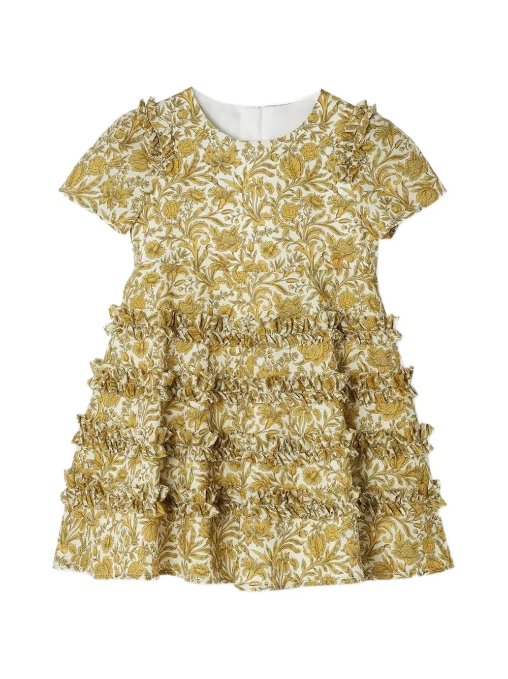 Versace Kids Liberty cotton-poplin ruffled dress - Bianco