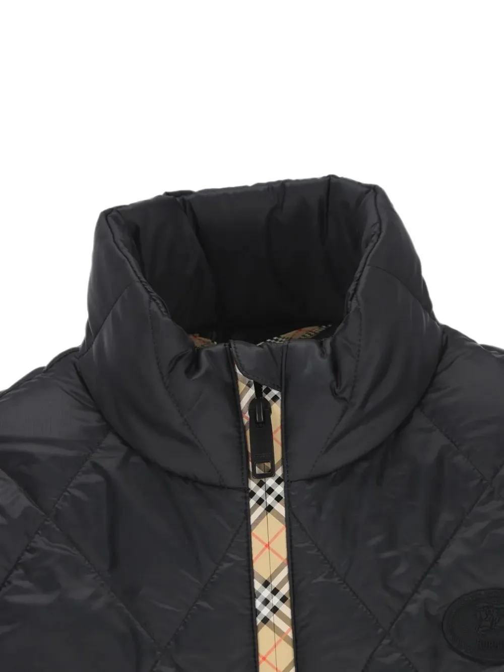 Burberry diamond-quilted check-trim gilet Zwart