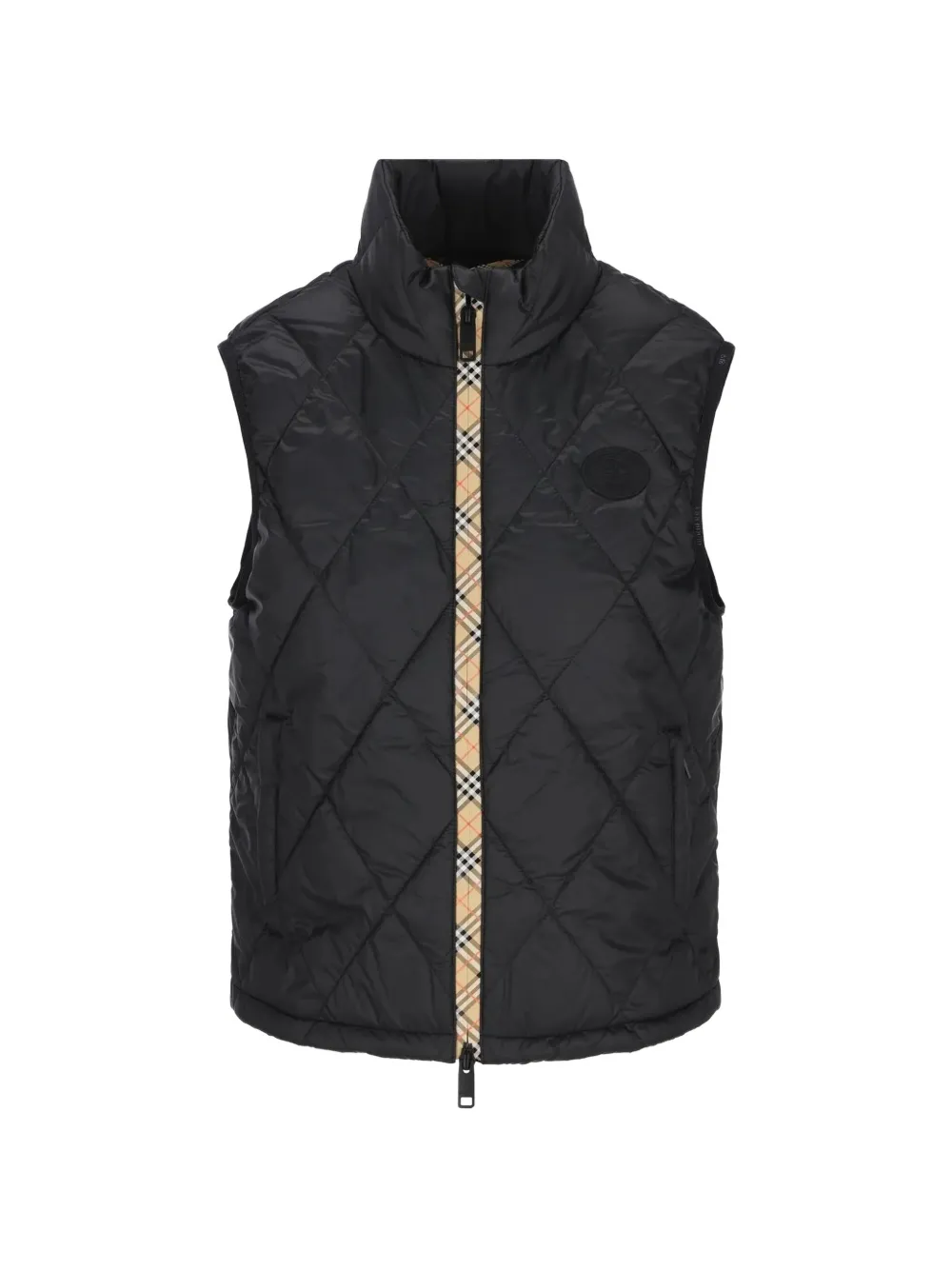 Burberry diamond-quilted check-trim gilet - Black