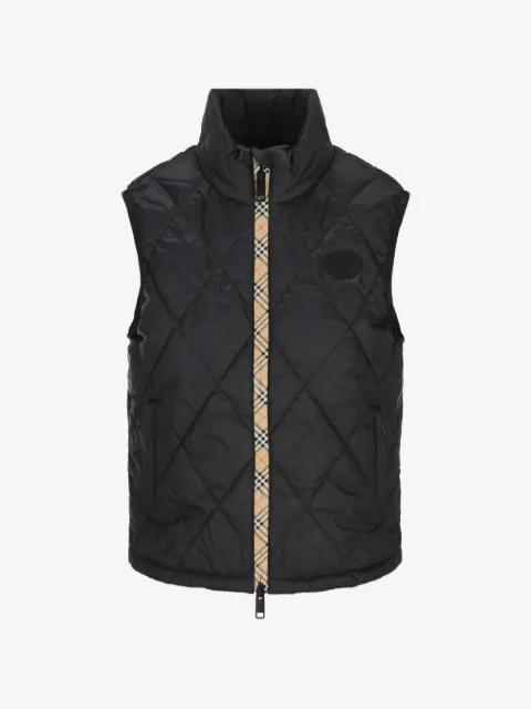 Burberry diamond-quilted check-trim gilet