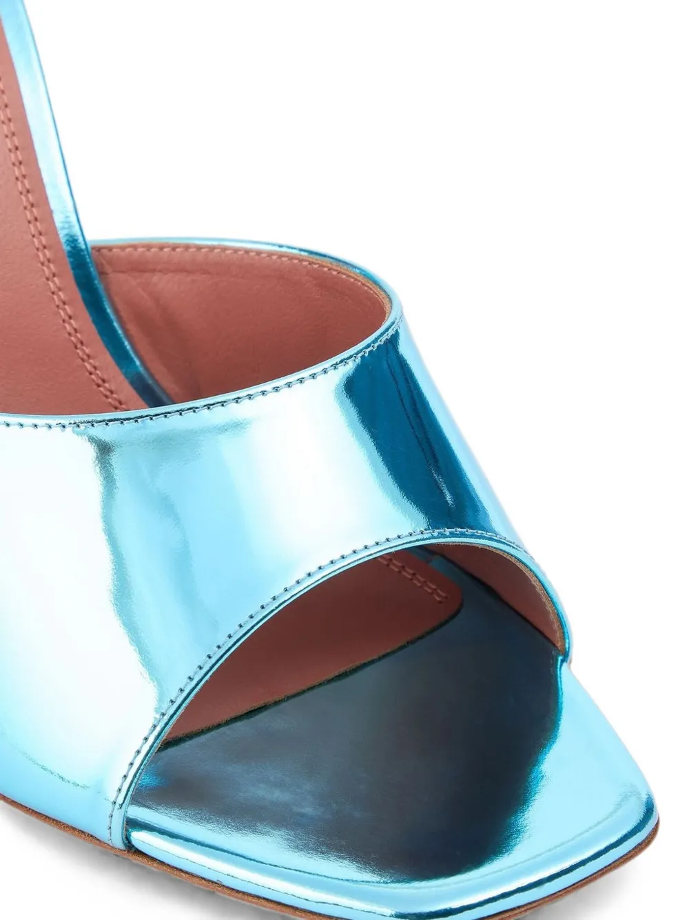 Amina Muaddi Lupita mirrored-leather wedge mules Blauw