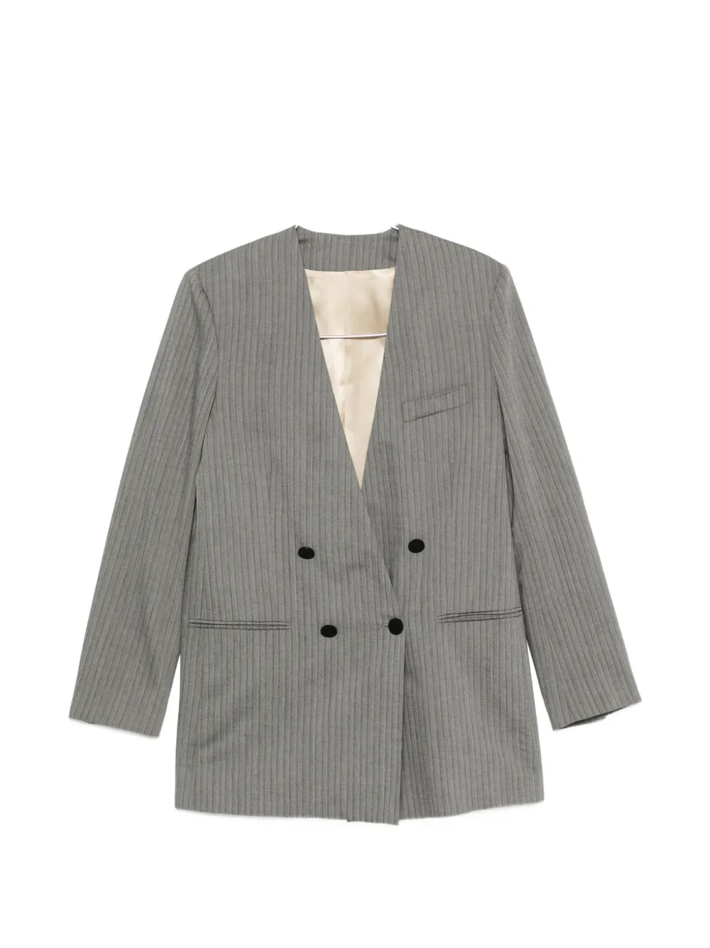 Alberta Ferretti pinstriped double-breasted blazer - Grey