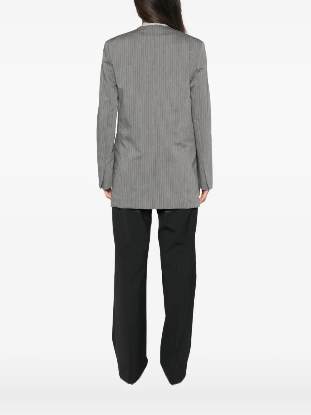 Alberta Ferretti Blazer met krijtstreep en dubbele rij knopen Grijs
