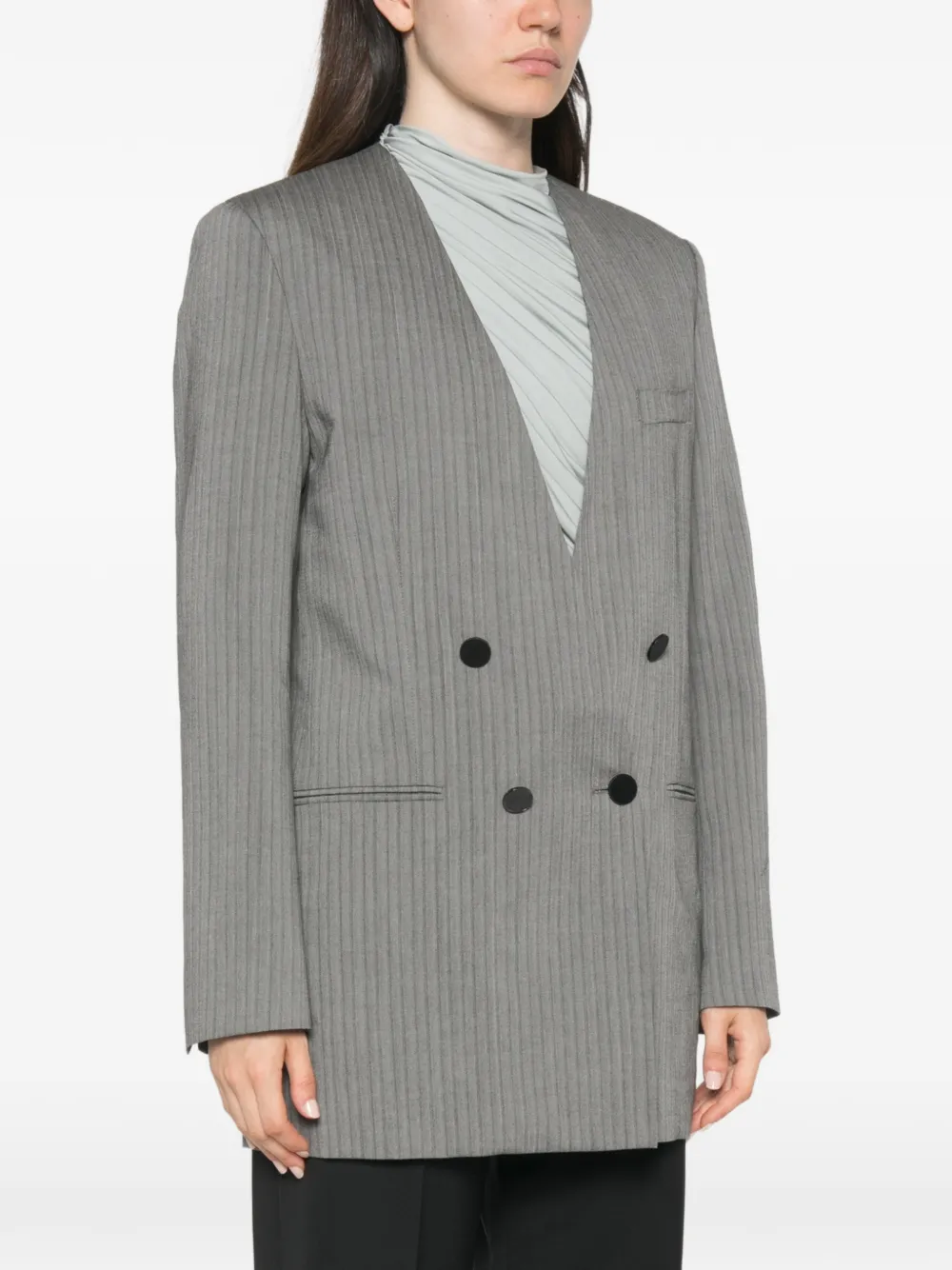 Alberta Ferretti Blazer met krijtstreep en dubbele rij knopen Grijs