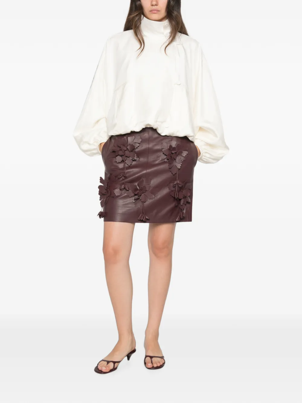 Alberta Ferretti Rok met bloemapplicatie Bruin