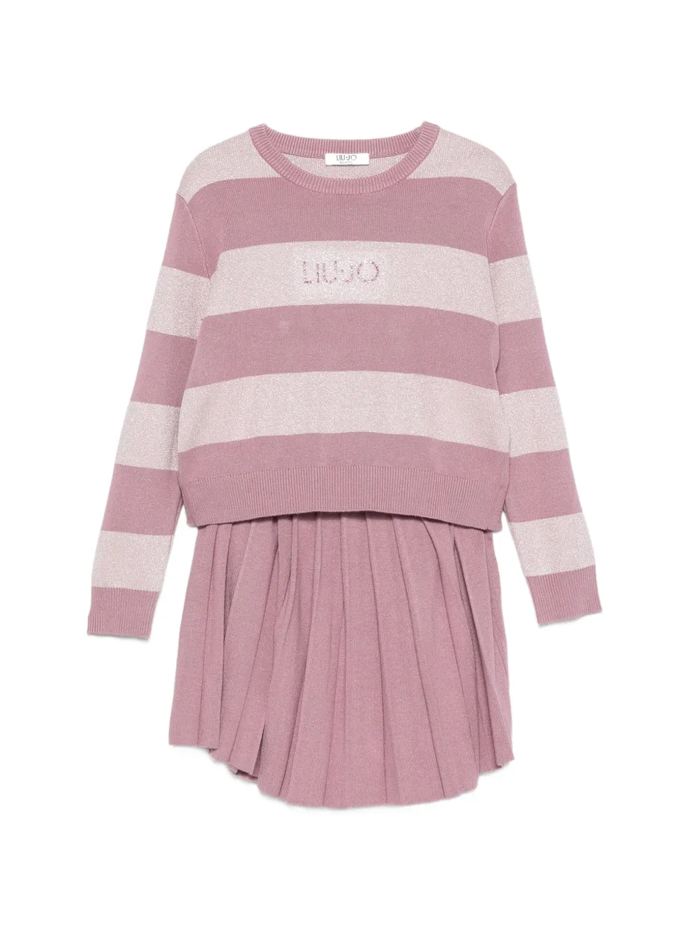 Liu Jo Kids striped pleated skirt and sweater set - Rosa