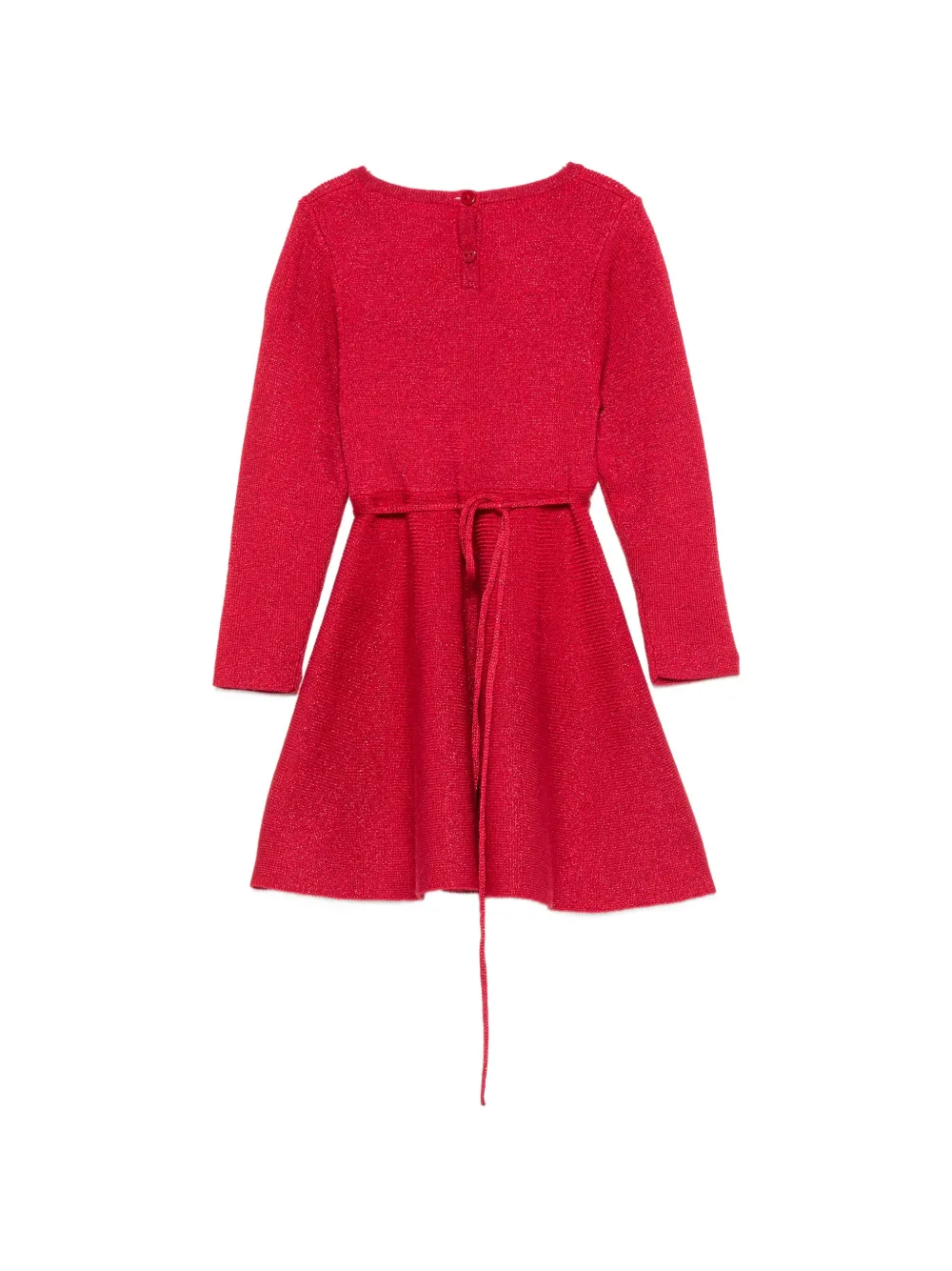 Liu Jo Kids Gebreide jurk met metallic-effect en bloemenriem Rood
