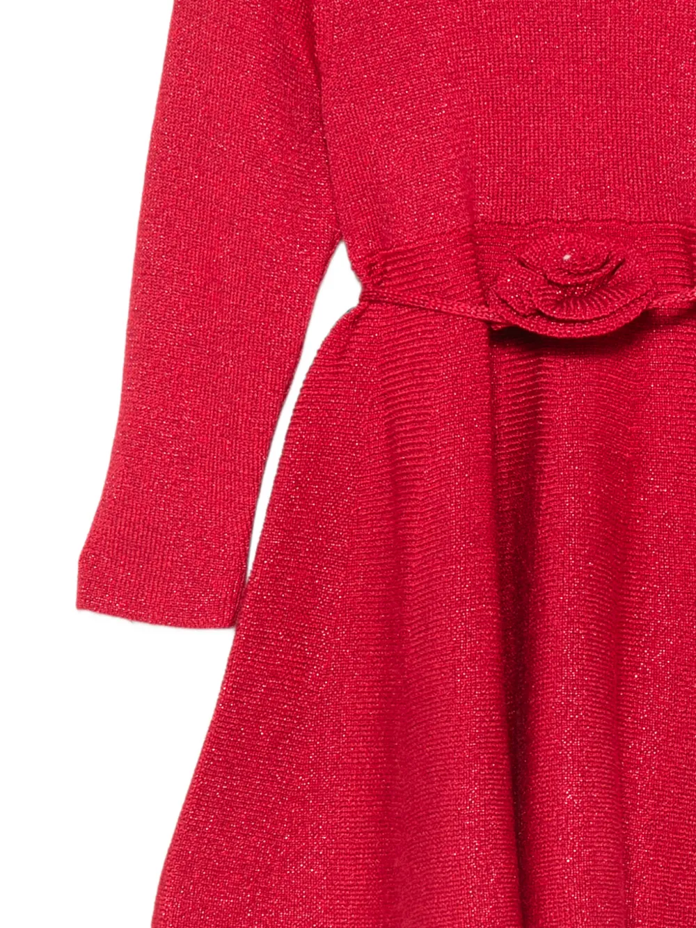 Liu Jo Kids Gebreide jurk met metallic-effect en bloemenriem Rood