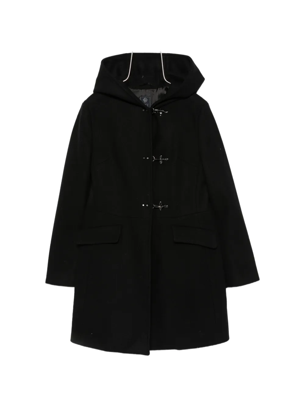 Fay Kids hooded carabiner-fastening duffle coat - Schwarz