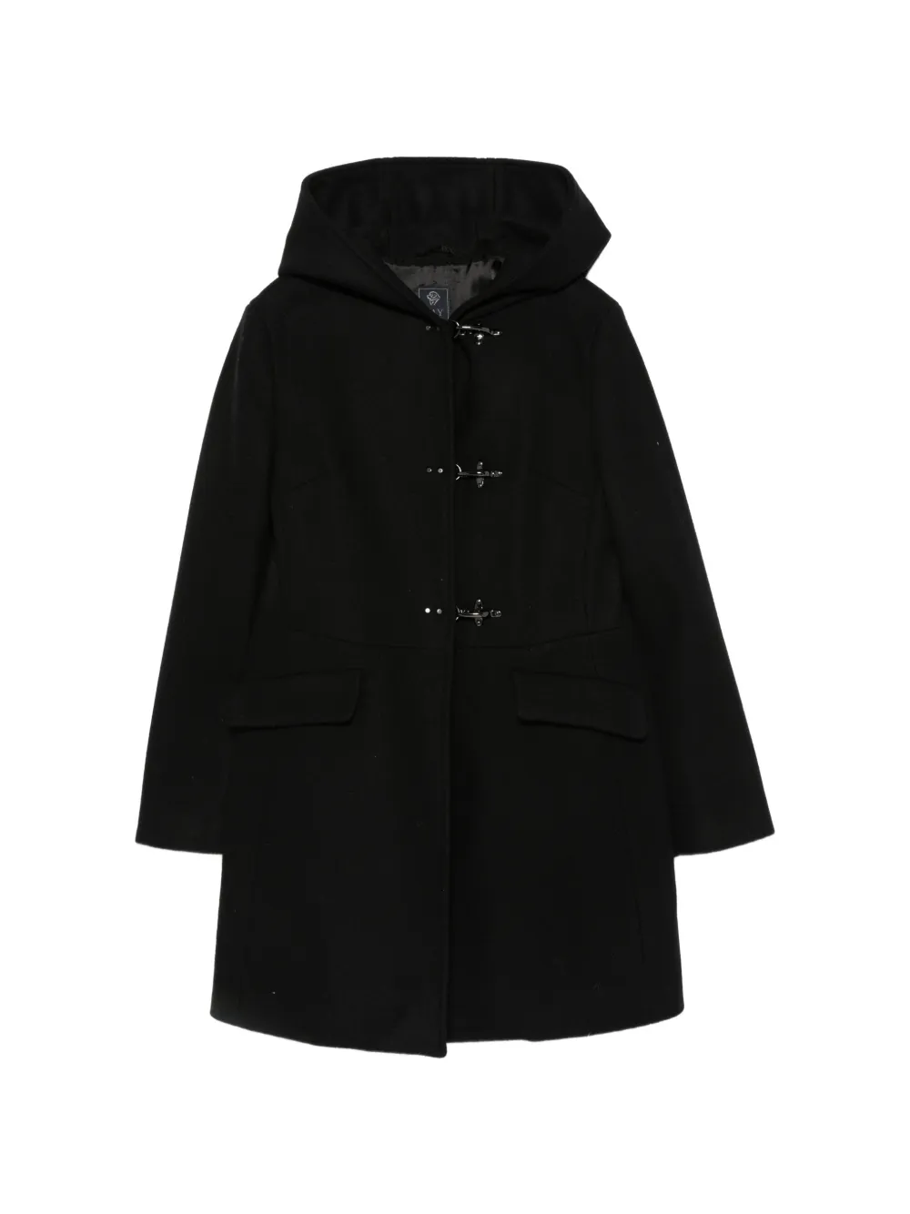 Fay Kids hooded carabiner-fastening duffle coat - Schwarz