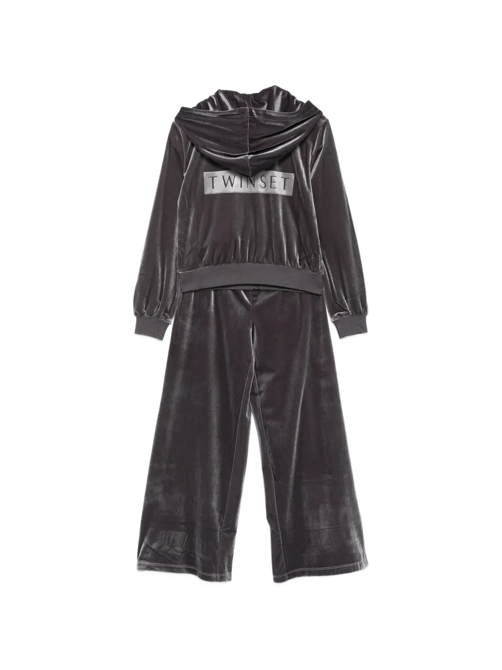 TWINSET Kids Trainingspak met hoodie en fluweel-effect Grijs