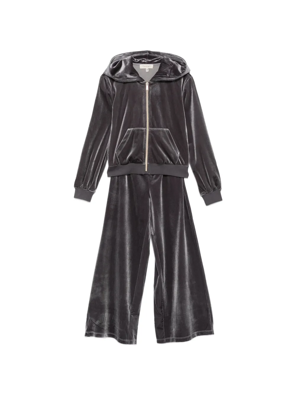 TWINSET Kids velvet-effect hoodie tracksuit set - Grigio