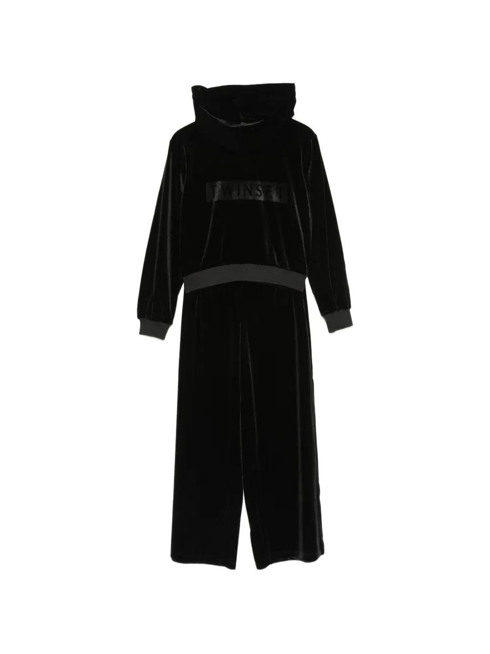TWINSET Kids Fluwelen trainingspak met logoplakkaat Zwart